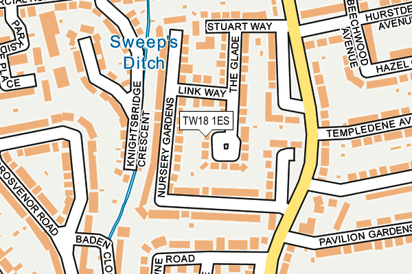 TW18 1ES map - OS OpenMap – Local (Ordnance Survey)