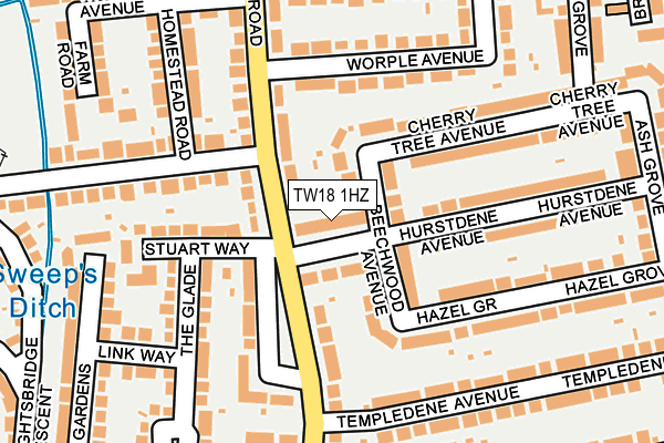 TW18 1HZ map - OS OpenMap – Local (Ordnance Survey)