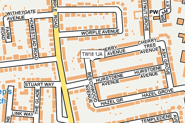 TW18 1JA map - OS OpenMap – Local (Ordnance Survey)