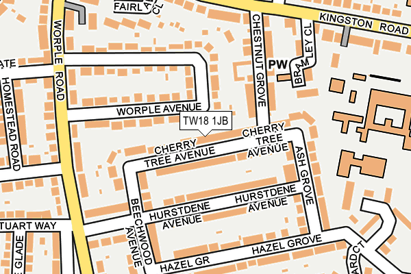 TW18 1JB map - OS OpenMap – Local (Ordnance Survey)