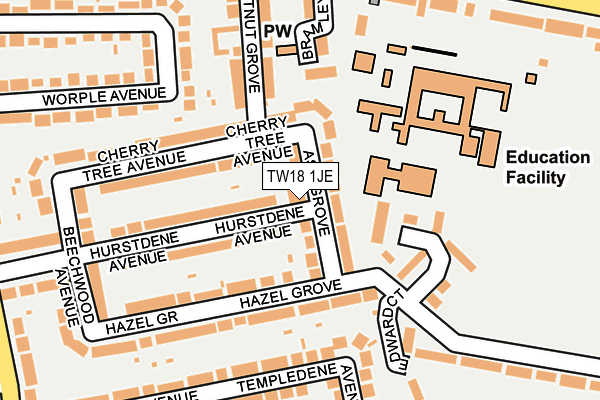 TW18 1JE map - OS OpenMap – Local (Ordnance Survey)