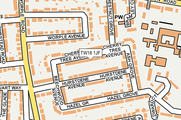 TW18 1JF map - OS OpenMap – Local (Ordnance Survey)