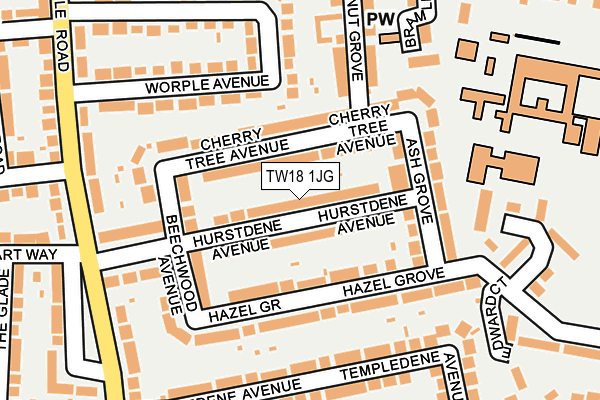 TW18 1JG map - OS OpenMap – Local (Ordnance Survey)