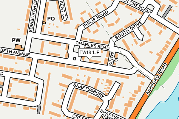 TW18 1JP map - OS OpenMap – Local (Ordnance Survey)