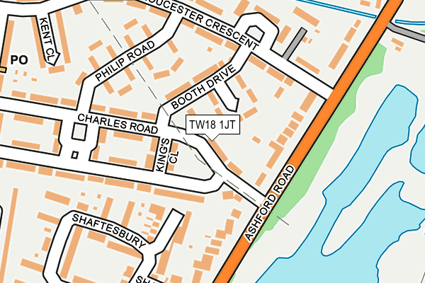TW18 1JT map - OS OpenMap – Local (Ordnance Survey)