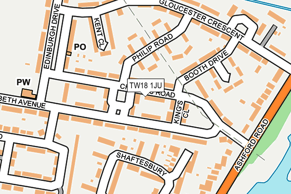 TW18 1JU map - OS OpenMap – Local (Ordnance Survey)