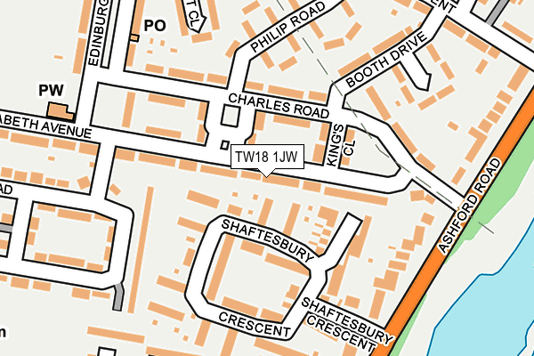 TW18 1JW map - OS OpenMap – Local (Ordnance Survey)