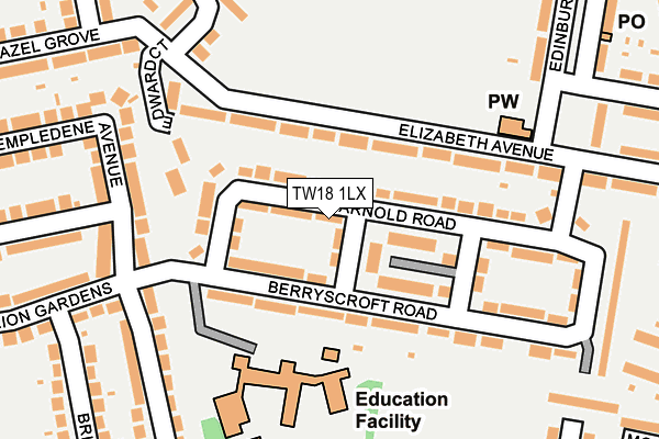 TW18 1LX map - OS OpenMap – Local (Ordnance Survey)
