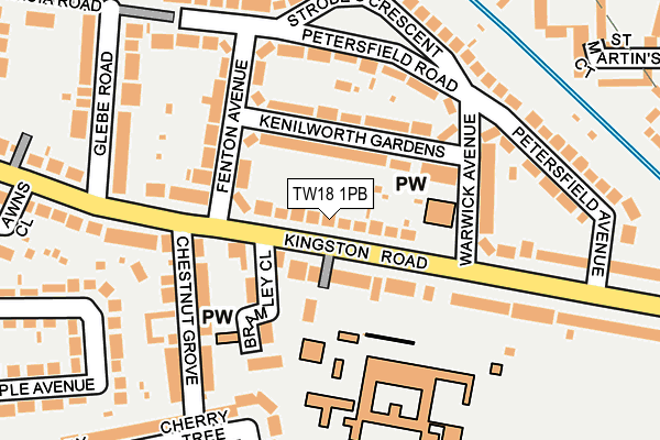 TW18 1PB map - OS OpenMap – Local (Ordnance Survey)