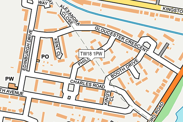 TW18 1PW map - OS OpenMap – Local (Ordnance Survey)