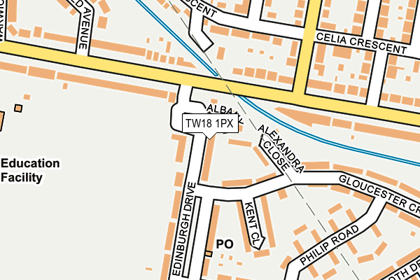 TW18 1PX map - OS OpenMap – Local (Ordnance Survey)