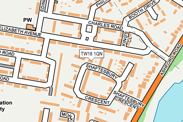 TW18 1QN map - OS OpenMap – Local (Ordnance Survey)