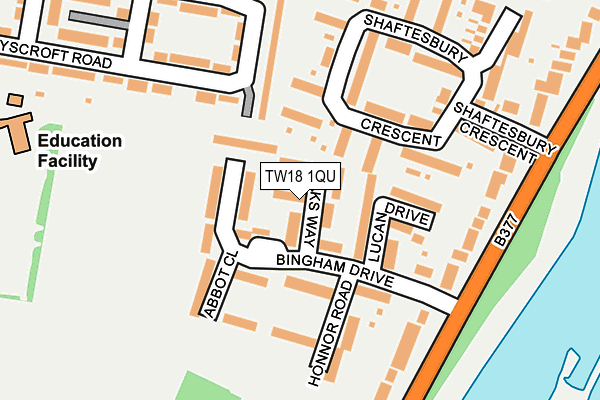 TW18 1QU map - OS OpenMap – Local (Ordnance Survey)