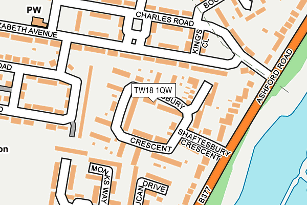 TW18 1QW map - OS OpenMap – Local (Ordnance Survey)