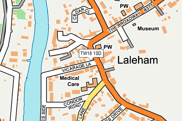 TW18 1SD map - OS OpenMap – Local (Ordnance Survey)