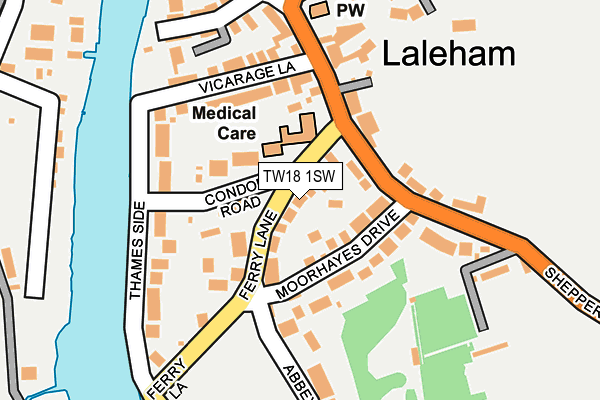TW18 1SW map - OS OpenMap – Local (Ordnance Survey)