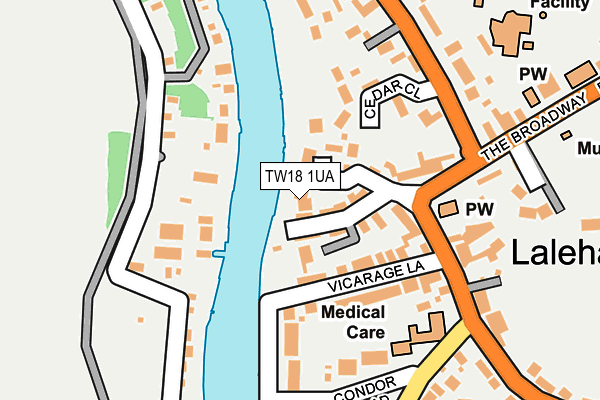 TW18 1UA map - OS OpenMap – Local (Ordnance Survey)