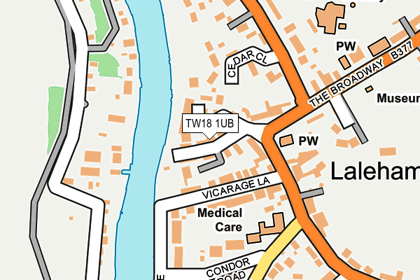TW18 1UB map - OS OpenMap – Local (Ordnance Survey)