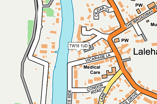 TW18 1UD map - OS OpenMap – Local (Ordnance Survey)