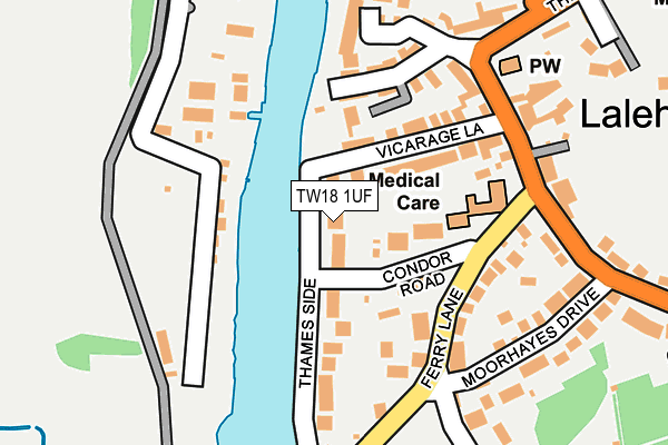 TW18 1UF map - OS OpenMap – Local (Ordnance Survey)