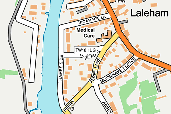 TW18 1UG map - OS OpenMap – Local (Ordnance Survey)