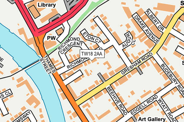 TW18 2AA map - OS OpenMap – Local (Ordnance Survey)