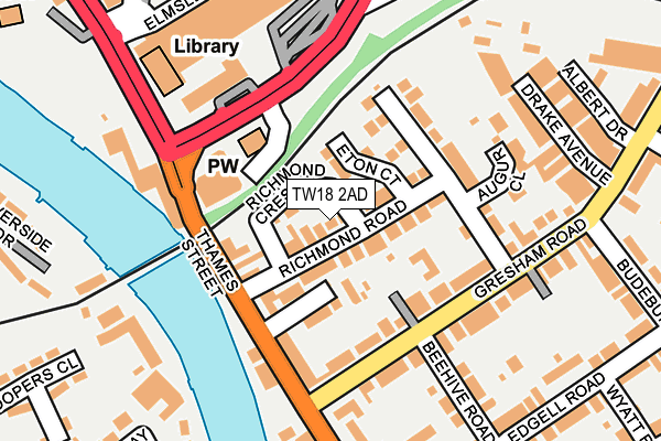 TW18 2AD map - OS OpenMap – Local (Ordnance Survey)