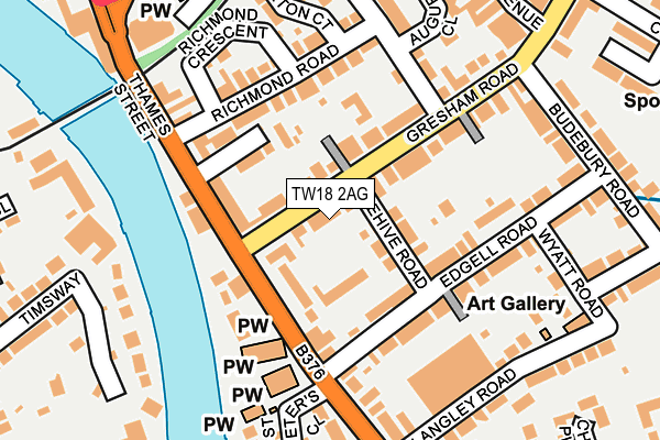 TW18 2AG map - OS OpenMap – Local (Ordnance Survey)