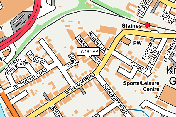TW18 2AP map - OS OpenMap – Local (Ordnance Survey)