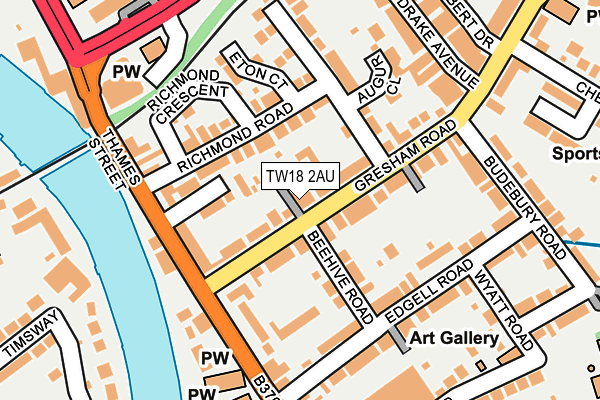 TW18 2AU map - OS OpenMap – Local (Ordnance Survey)