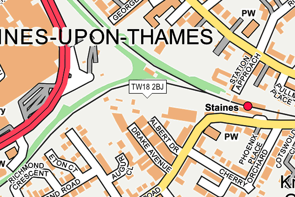 TW18 2BJ map - OS OpenMap – Local (Ordnance Survey)