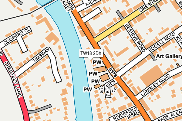 TW18 2DX map - OS OpenMap – Local (Ordnance Survey)