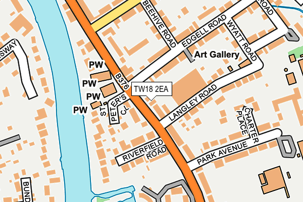 TW18 2EA map - OS OpenMap – Local (Ordnance Survey)