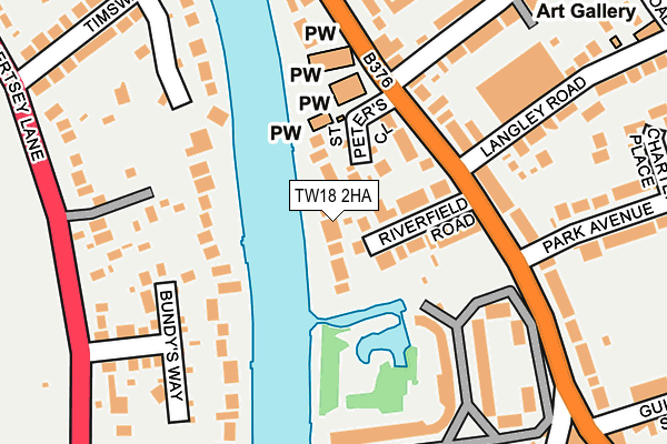 TW18 2HA map - OS OpenMap – Local (Ordnance Survey)