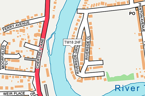 TW18 2HF map - OS OpenMap – Local (Ordnance Survey)