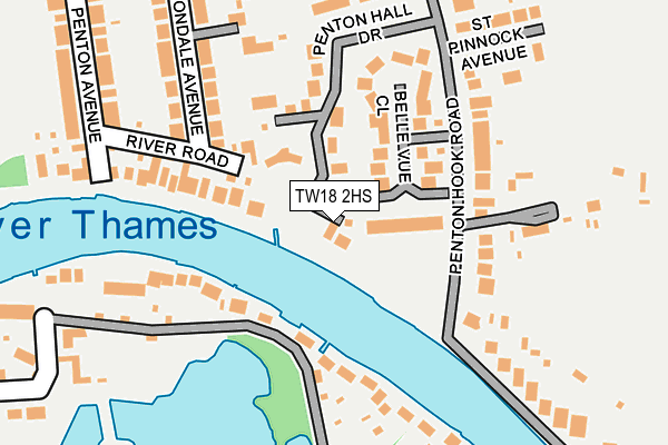 TW18 2HS map - OS OpenMap – Local (Ordnance Survey)