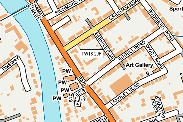 TW18 2JF map - OS OpenMap – Local (Ordnance Survey)