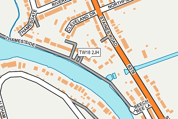 TW18 2JH map - OS OpenMap – Local (Ordnance Survey)
