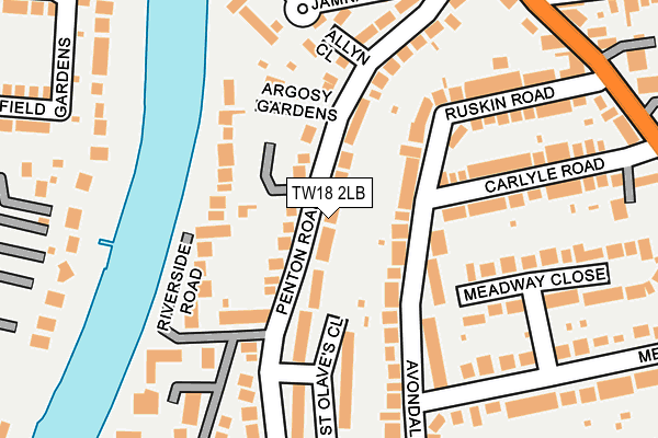 TW18 2LB map - OS OpenMap – Local (Ordnance Survey)