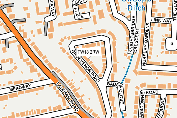 TW18 2RW map - OS OpenMap – Local (Ordnance Survey)