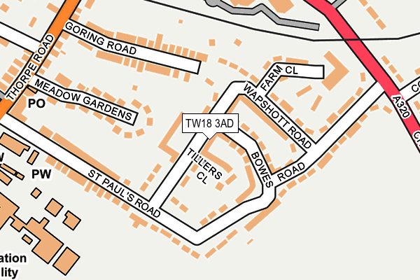 TW18 3AD map - OS OpenMap – Local (Ordnance Survey)