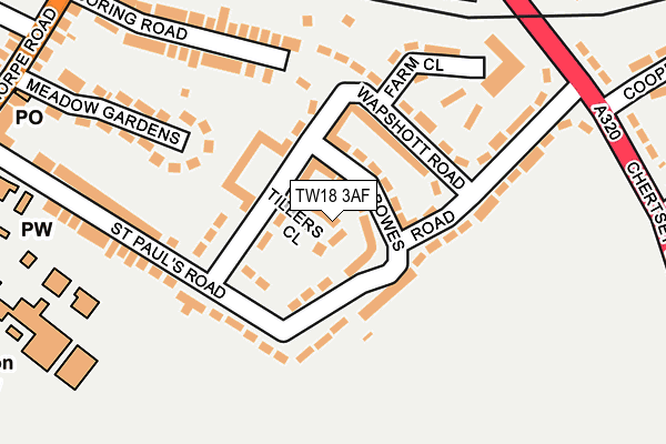 TW18 3AF map - OS OpenMap – Local (Ordnance Survey)