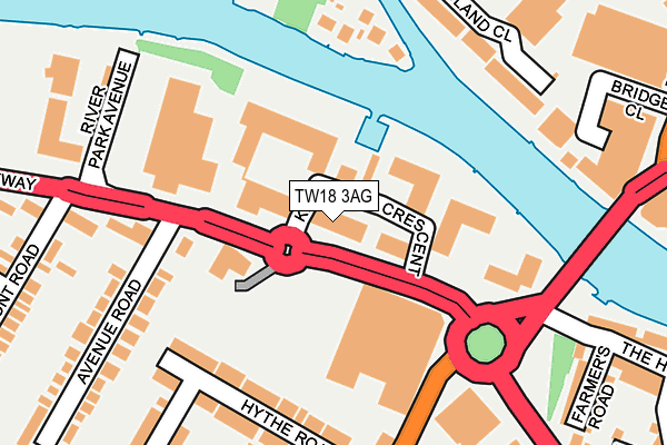 TW18 3AG map - OS OpenMap – Local (Ordnance Survey)