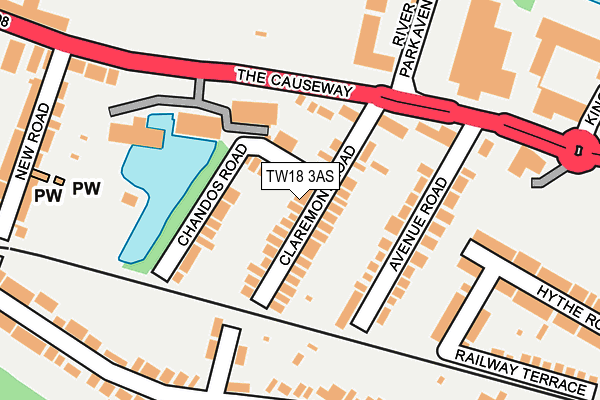 TW18 3AS map - OS OpenMap – Local (Ordnance Survey)