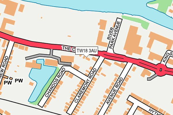 TW18 3AU map - OS OpenMap – Local (Ordnance Survey)