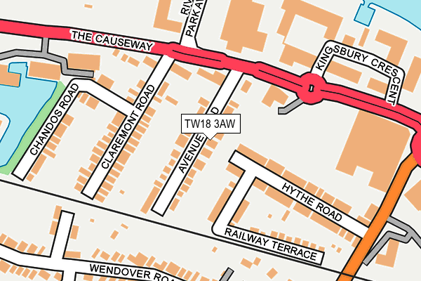 TW18 3AW map - OS OpenMap – Local (Ordnance Survey)