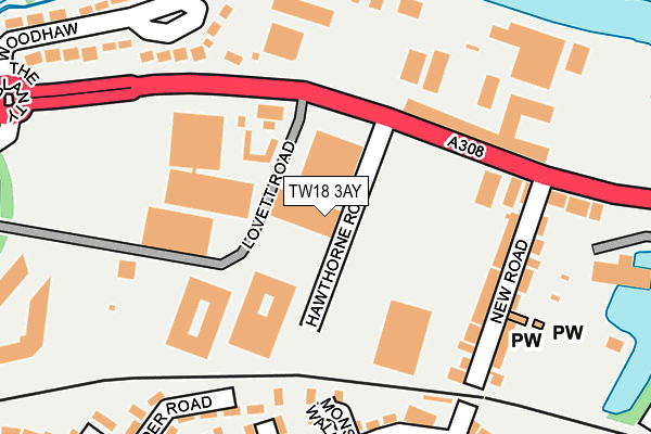 TW18 3AY map - OS OpenMap – Local (Ordnance Survey)