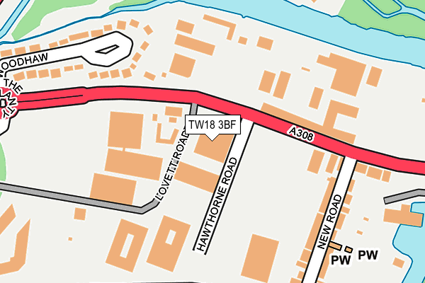 TW18 3BF map - OS OpenMap – Local (Ordnance Survey)