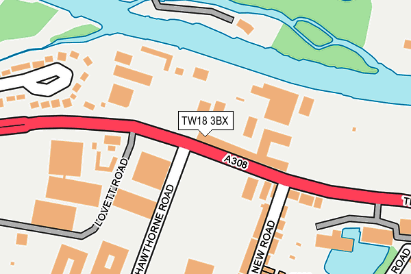TW18 3BX map - OS OpenMap – Local (Ordnance Survey)