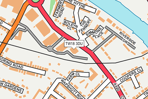 TW18 3DU map - OS OpenMap – Local (Ordnance Survey)